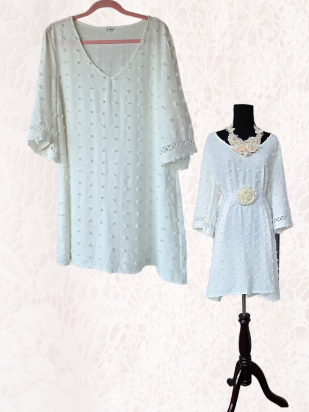 Andeip Swiss Dot Relaxed Fit Cover-up Dress Cottagecore Casual